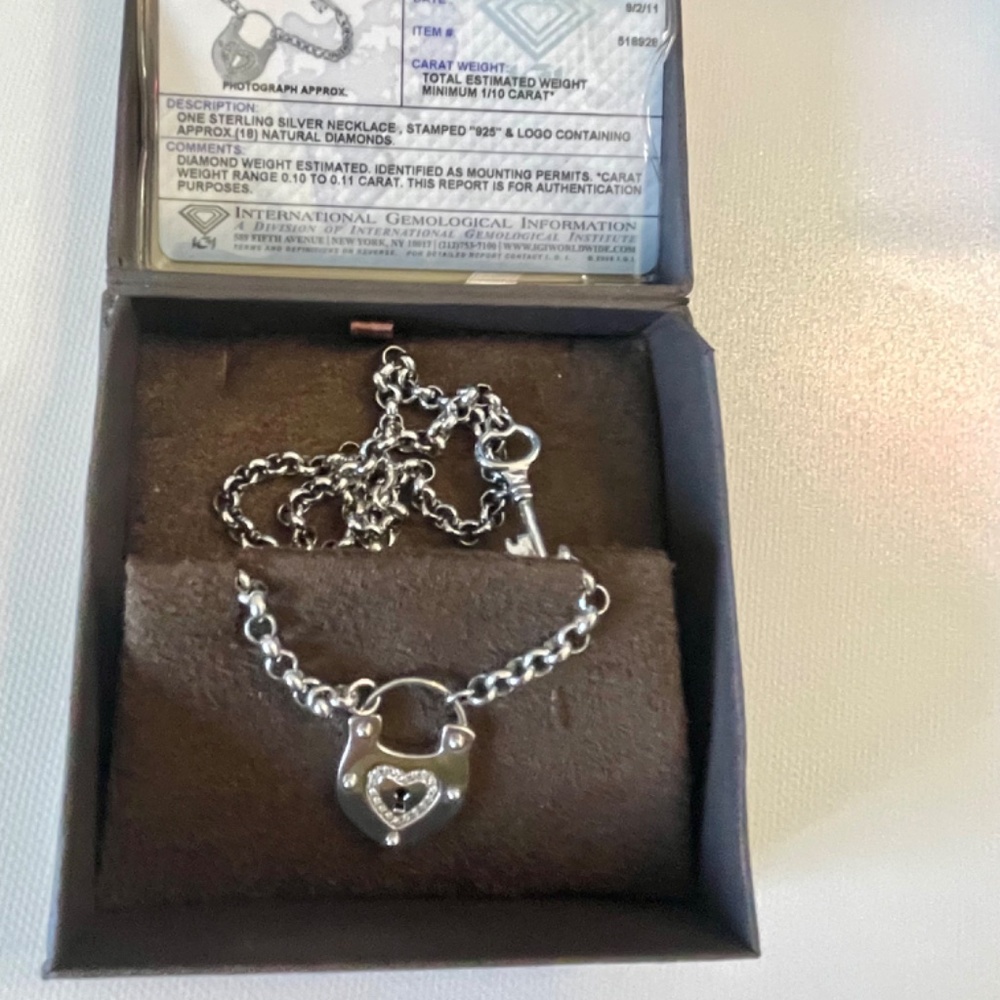 Sterling Silver Heart Lock and Key Necklace - Picture 5 of 8